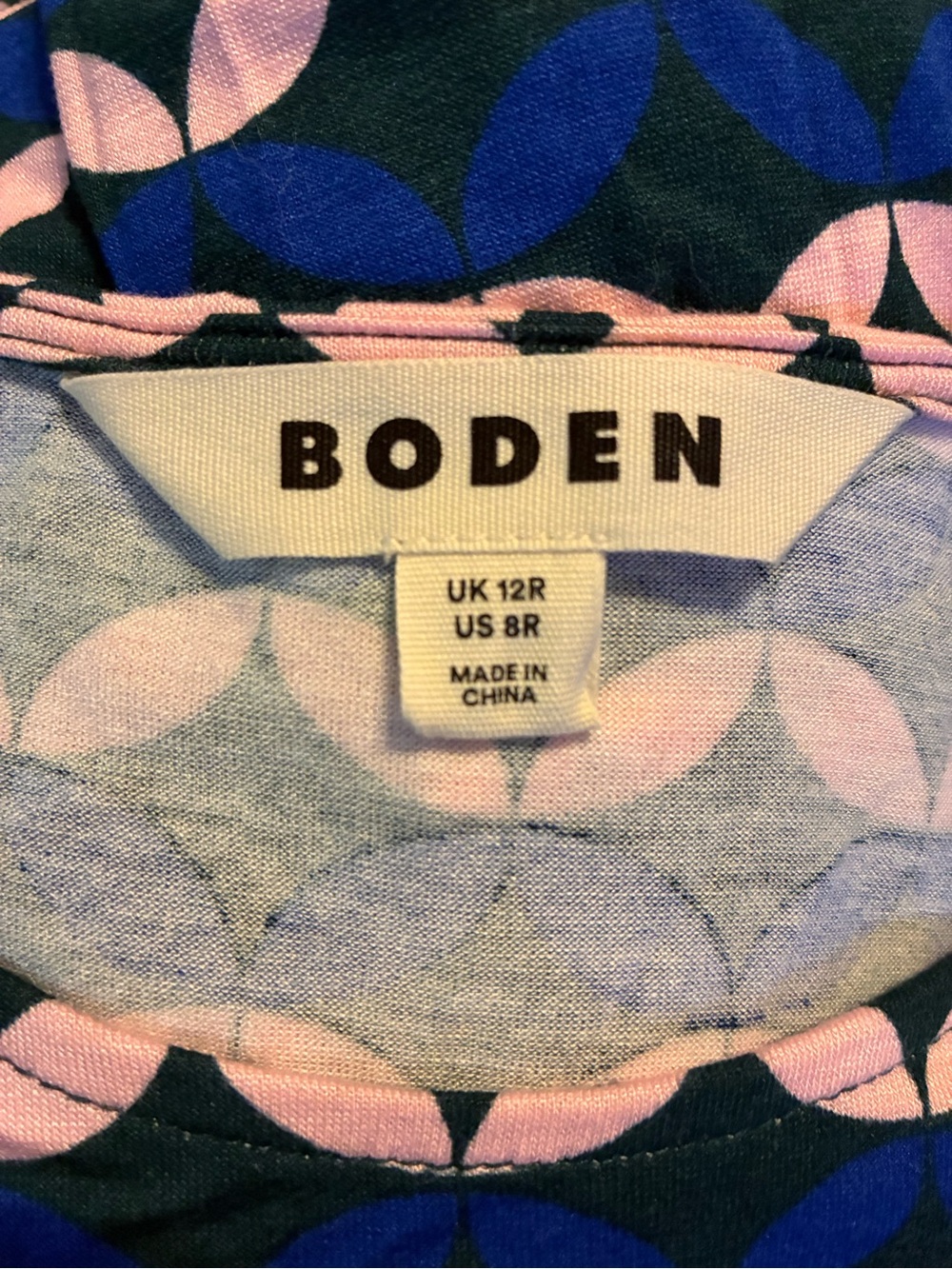 Boden Thea Navy, Blush & Cobalt Geometric Petal Dress - Picture 2 of 3
